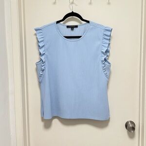 Marc New York Blue Ruffled Sleeveless Blouse